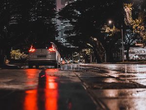 Preview wallpaper car, street, night, lights, city