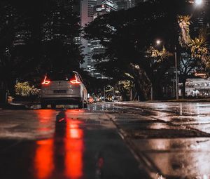 Preview wallpaper car, street, night, lights, city