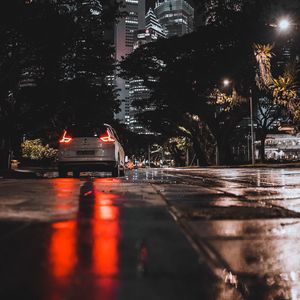 Preview wallpaper car, street, night, lights, city