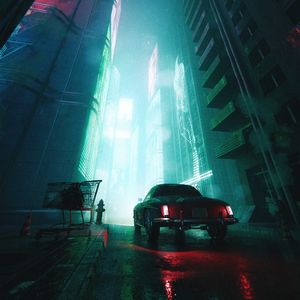 Preview wallpaper car, street, tailights, light, dark
