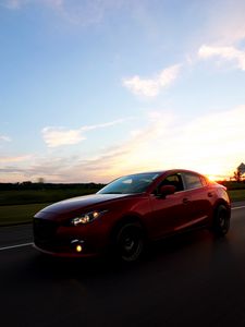 Preview wallpaper car, sunset, motion