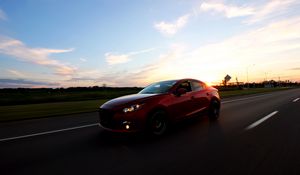 Preview wallpaper car, sunset, motion