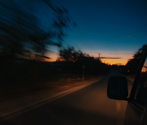 Preview wallpaper car, sunset, night, movement, speed