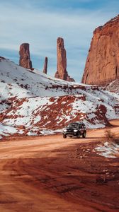 Preview wallpaper car, suv, black, mountains, off-road, ride