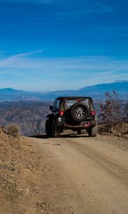 Preview wallpaper car, suv, black, off-road, mountains