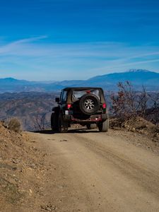 Preview wallpaper car, suv, black, off-road, mountains