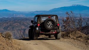 Preview wallpaper car, suv, black, off-road, mountains