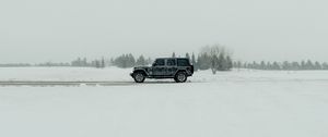 Preview wallpaper car, suv, black, snow, winter