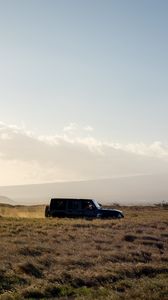 Preview wallpaper car, suv, black, field