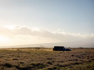 Preview wallpaper car, suv, black, field