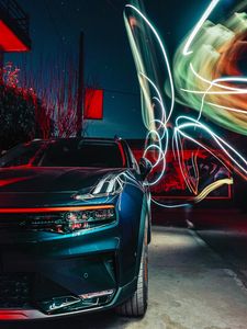 Preview wallpaper car, suv, blue, freezelight, lighting