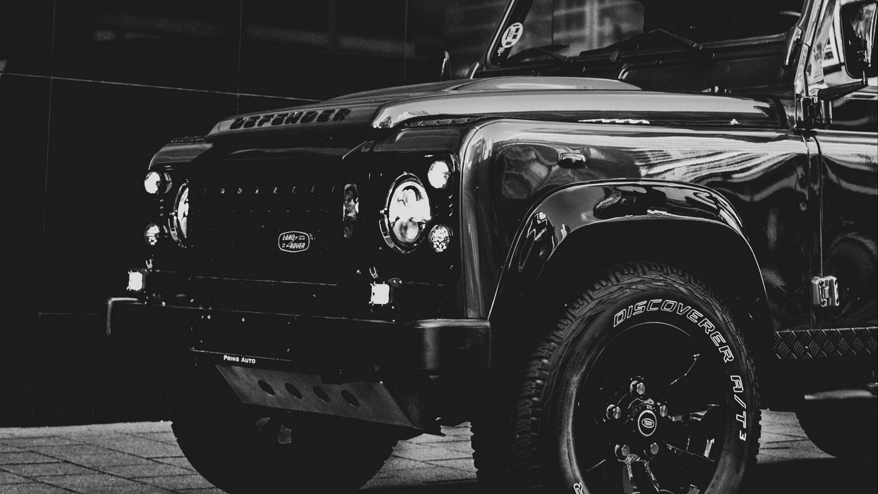 Wallpaper car, suv, bw, headlights