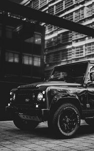 Preview wallpaper car, suv, bw, headlights