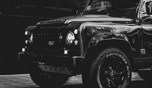 Preview wallpaper car, suv, bw, headlights