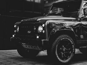 Preview wallpaper car, suv, bw, headlights