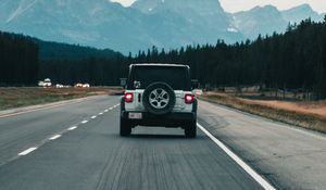 Preview wallpaper car, suv, gray, road