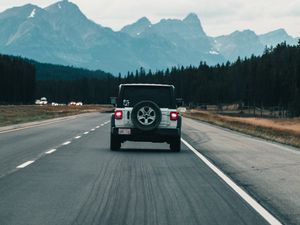 Preview wallpaper car, suv, gray, road