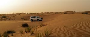 Preview wallpaper car, suv, white, desert, sand