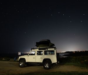 Preview wallpaper car, suv, white, stars, night