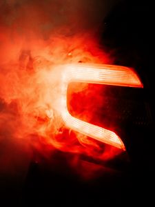 Preview wallpaper car, tailight, light, smoke, red, dark