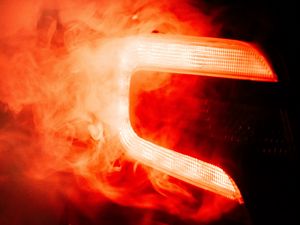 Preview wallpaper car, tailight, light, smoke, red, dark