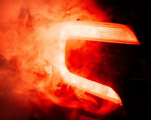Preview wallpaper car, tailight, light, smoke, red, dark