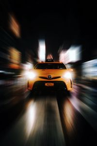 Preview wallpaper car, taxi, headlights, light, speed, movement