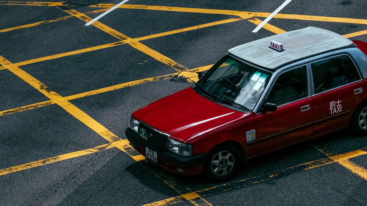 Wallpaper car, taxi, marking, asphalt, contrast
