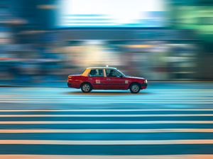Preview wallpaper car, taxi, street, light, blur