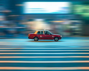 Preview wallpaper car, taxi, street, light, blur