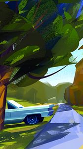 Preview wallpaper car, tree, art, road
