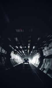 Preview wallpaper car, tunnel, movement, light