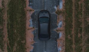 Preview wallpaper car, view from above, road