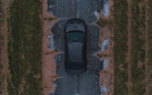 Preview wallpaper car, view from above, road