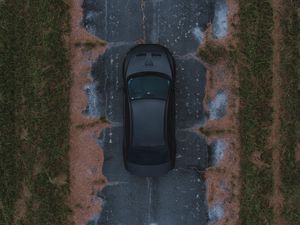 Preview wallpaper car, view from above, road