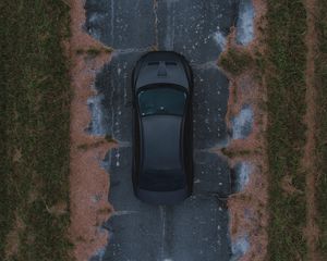 Preview wallpaper car, view from above, road