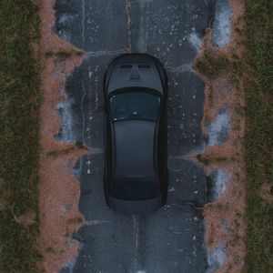 Preview wallpaper car, view from above, road