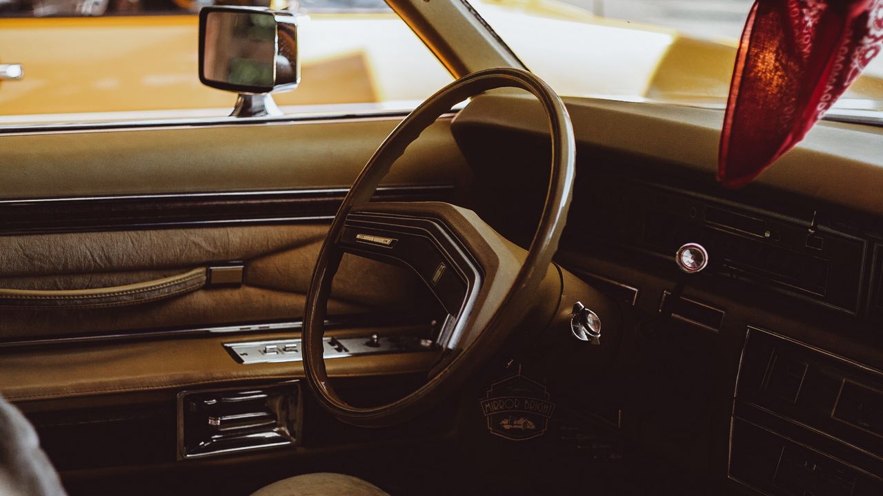 Wallpaper car, vintage, salon, interior, steering wheel