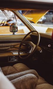 Preview wallpaper car, vintage, salon, interior, steering wheel