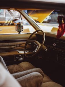 Preview wallpaper car, vintage, salon, interior, steering wheel