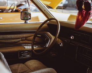 Preview wallpaper car, vintage, salon, interior, steering wheel