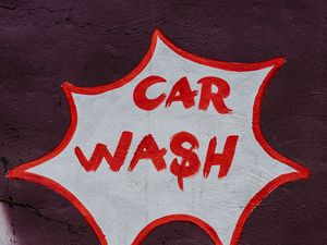 Preview wallpaper car wash, inscription, word, wall