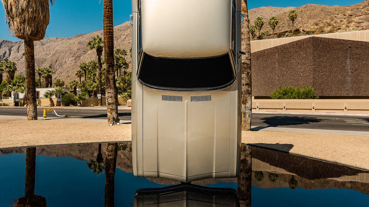 Wallpaper car, water, reflection, installation, contemporary art