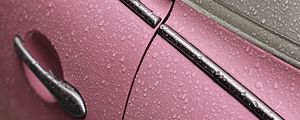 Preview wallpaper car, wet, drops, pink