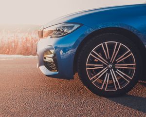 Preview wallpaper car, wheel, blue, side view