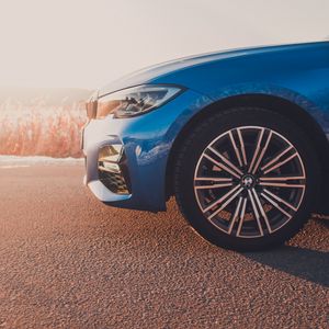 Preview wallpaper car, wheel, blue, side view