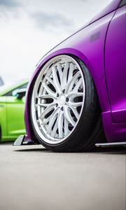 Preview wallpaper car, wheel, disk, sportscar, purple