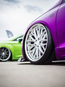 Preview wallpaper car, wheel, disk, sportscar, purple