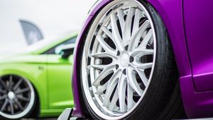 Preview wallpaper car, wheel, disk, sportscar, purple