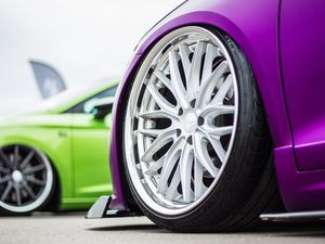 Preview wallpaper car, wheel, disk, sportscar, purple
